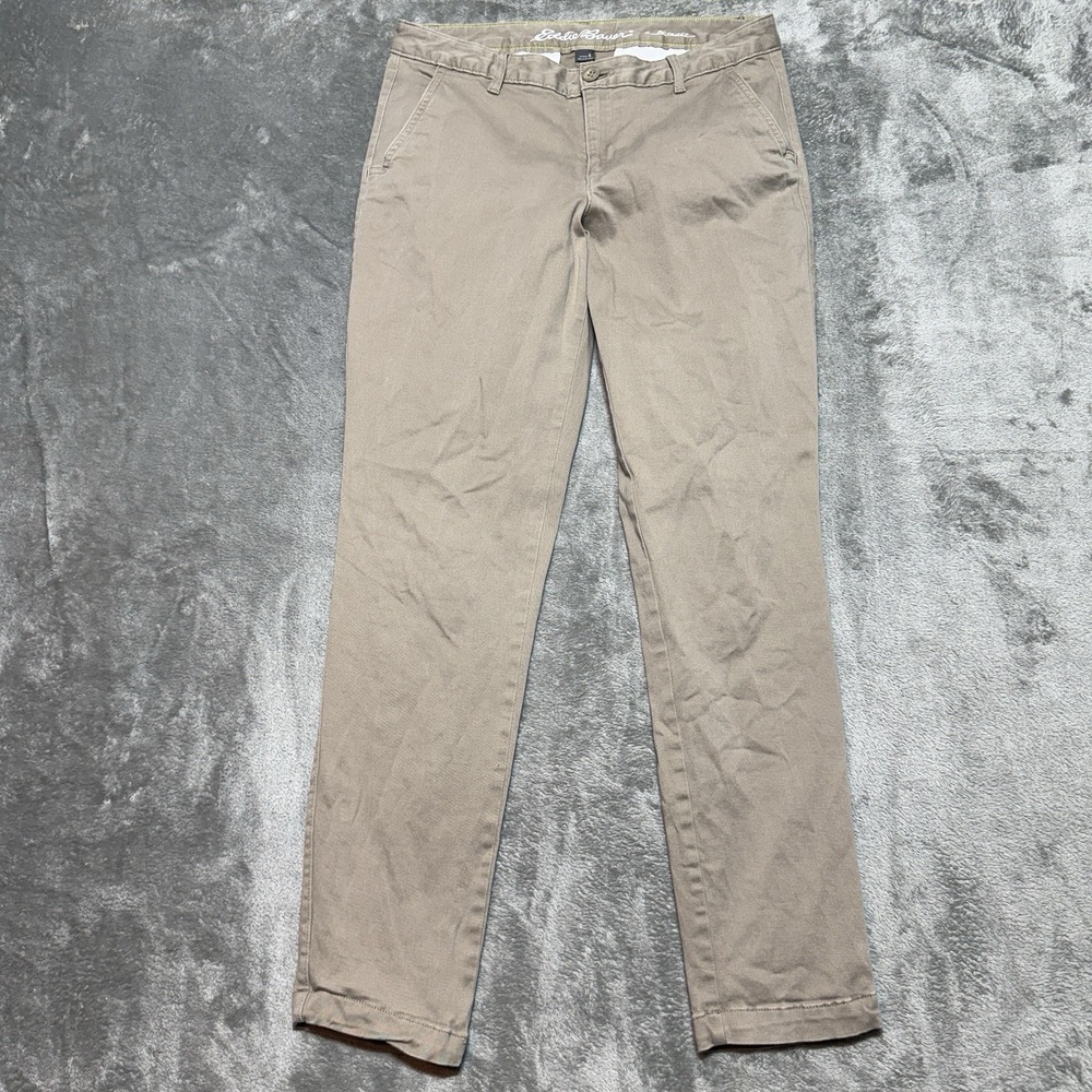 Eddie‎ Bauer Boyfriend Chino Pants Womens 6 Khaki Beige Cotton Twill